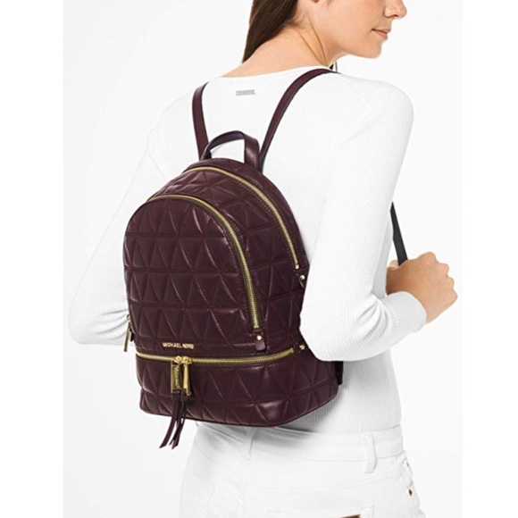 Michael Kors Rhea Quilted Leather Backpack -Barolo - Picture 4 of 6